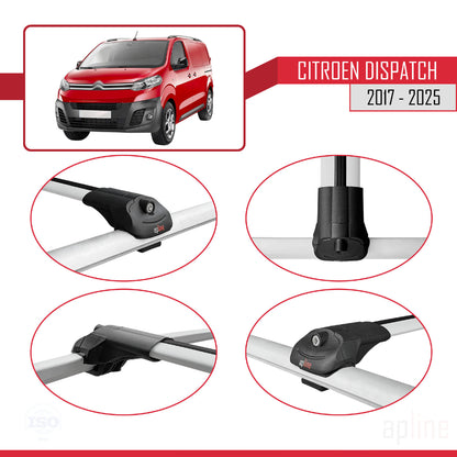 Compatibile con Citroen Dispatch (K0) 2017-2025 ACE-1 Barre portatutto per auto Portapacchi in alluminio grigio 3 barre