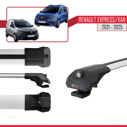 Compatible avec Renault Express 2021-2025 ACE-1 Barres de Toit Railing Porte-Bagages de Voiture Gris Aluminium 3 Barres