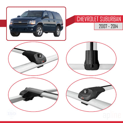 Compatibile con Chevrolet Suburban 2007-2014 ACE-1 Barre portatutto per auto Portapacchi in alluminio grigio 2 barre