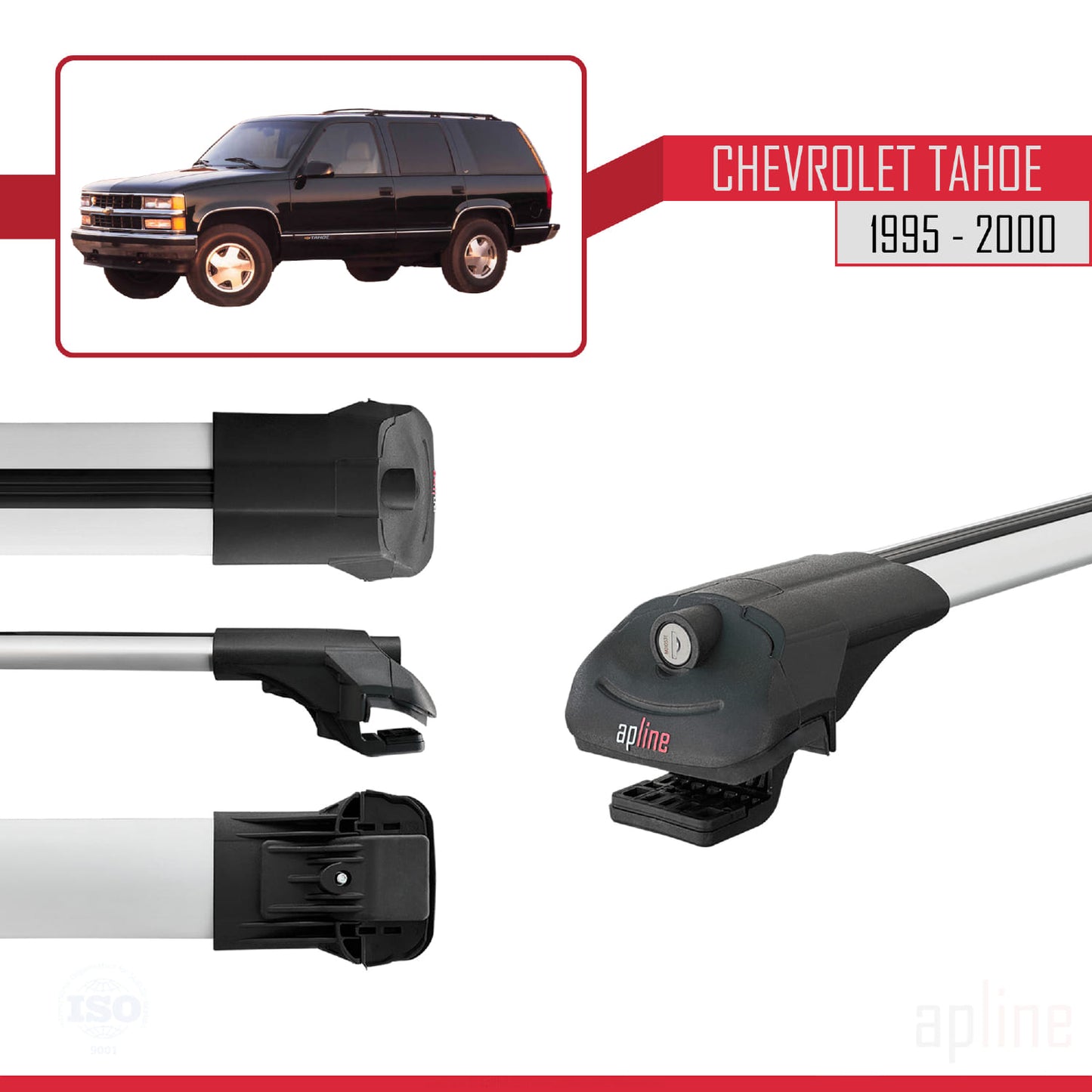 Compatibile con Chevrolet Tahoe 1995-2000 ACE-1 Barre portatutto per auto Portapacchi in alluminio grigio 2 barre