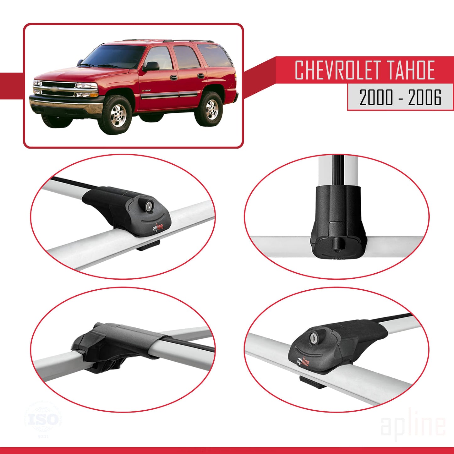 Compatibile con Chevrolet Tahoe 2000-2006 ACE-1 Barre portatutto per auto Portapacchi in alluminio grigio 3 barre
