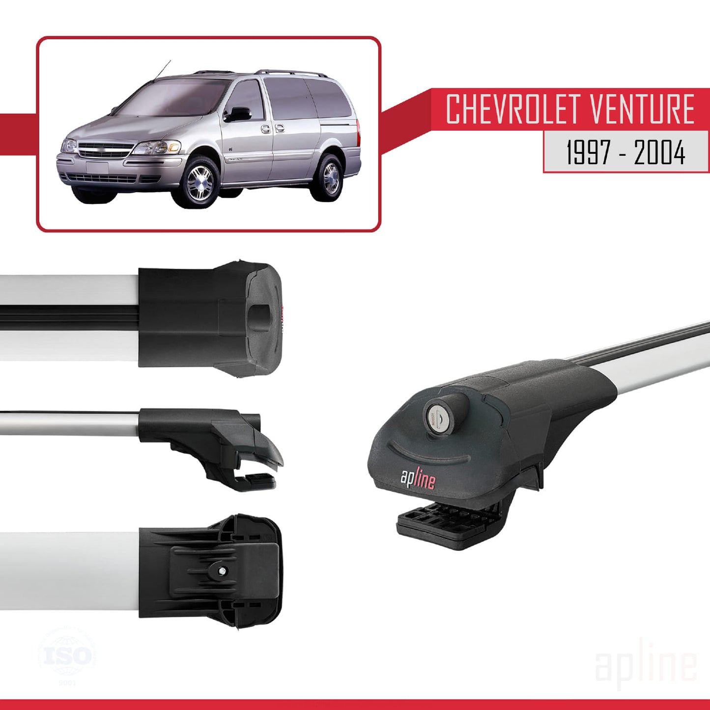 Compatibile con Chevrolet Venture 1997-2004 ACE-1 Barre portatutto per auto Portapacchi in alluminio grigio 2 barre