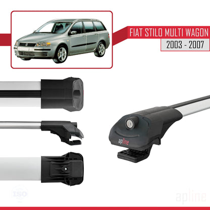 Compatible avec Fiat Stilo Multi Wagon 2003-2007 ACE-1 Barres de Toit Railing Porte-Bagages de Voiture Gris Aluminium 2 Barres