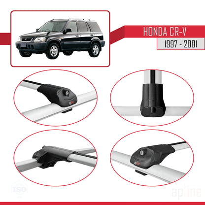 Compatibile con Honda CR-V 1997-2001 ACE-1 Barre portatutto per auto Portapacchi in alluminio grigio 2 barre