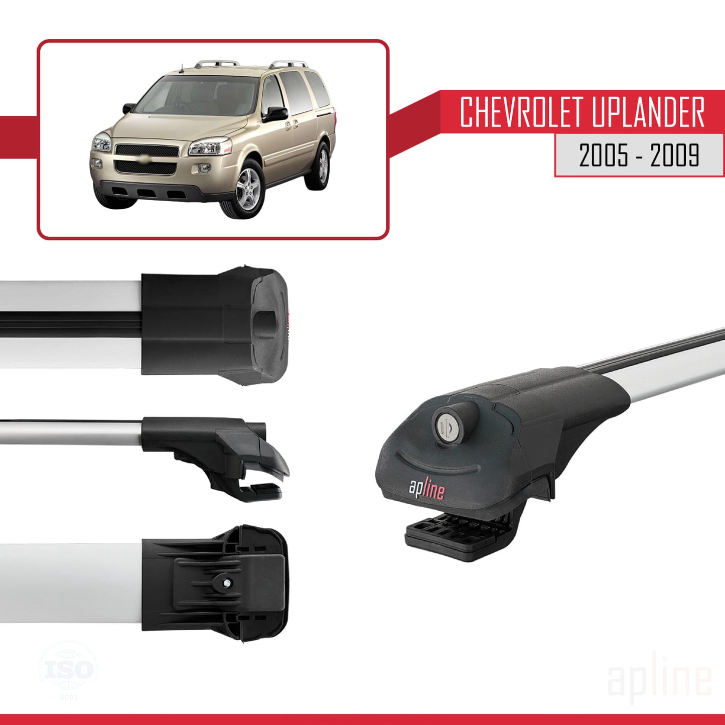 Compatibile con Chevrolet Uplander 2005-2009 ACE-1 Barre portatutto per auto Portapacchi in alluminio grigio 2 barre