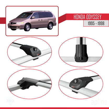 Compatibile con Honda Odyssey 1995-1998 ACE-1 Barre portatutto per auto Portapacchi in alluminio grigio 2 barre