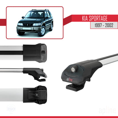 Compatible avec Kia Sportage 1997-2002 ACE-1 Barres de Toit Railing Porte-Bagages de Voiture Gris Aluminium 3 Barres