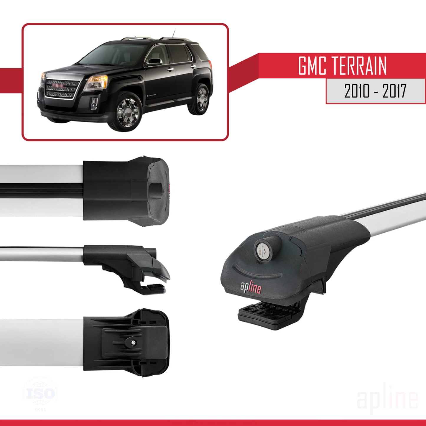 Compatibile con GMC Terrain 2010-2017 ACE-1 Portapacchi per auto in alluminio grigio 3 barre