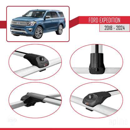 Compatibile con Ford Expedition 2018-2024 ACE-1 Barre portatutto per auto Portapacchi in alluminio grigio 3 barre