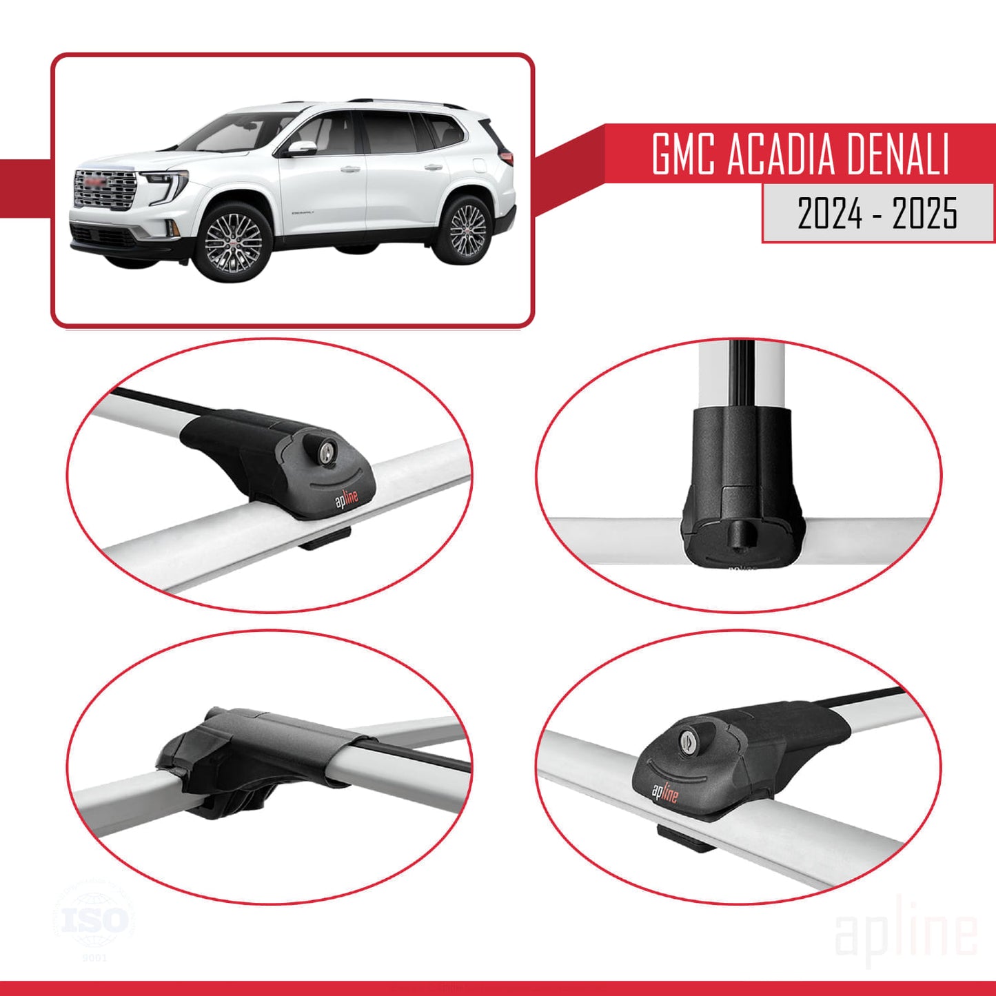 Compatibile con GMC Acadia Denali 2024-2025 ACE-1 Barre portatutto per auto in alluminio grigio 3 barre