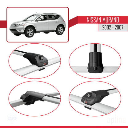 Compatible avec Nissan Murano 2002-2007 ACE-1 Barres de Toit Railing Porte-Bagages de Voiture Gris Aluminium 2 Barres