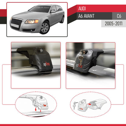 Compatibile con A6 (C6) Avant 2005-2011 ACE-2 Barre Tetto Portapacchi Auto Barre Portatutto Grigo Alluminio 2 Barre