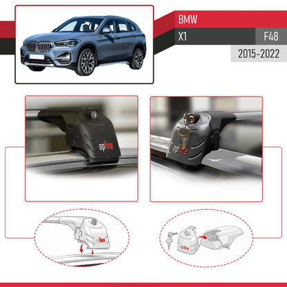 Compatibile con BMW X1 (F48) 2016-2022 ACE-2 Barre Tetto Portapacchi Auto Barre Portatutto Grigo Alluminio 2 Barre