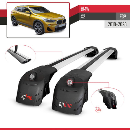 Compatibile con BMW X2 (F39) 2018-2023 ACE-2 Barre Tetto Portapacchi Auto Barre Portatutto Grigo Alluminio 2 Barre