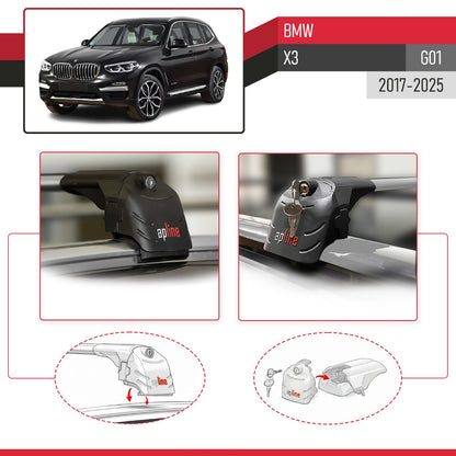 Compatibile con BMW X3 (G01) 2018-2024 ACE-2 Barre Tetto Portapacchi Auto Barre Portatutto Grigo Alluminio 2 Barre