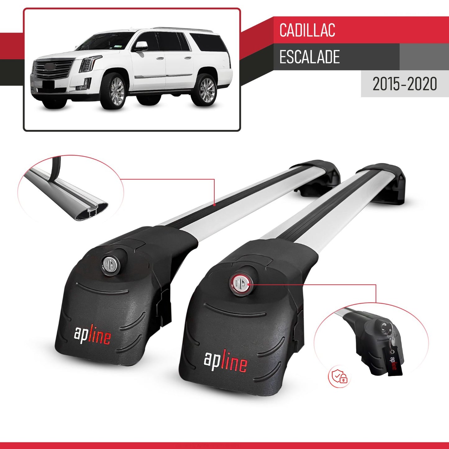 Compatibile con Cadillac Escalade 2015-2020 ACE-2 Barre Tetto Portapacchi Auto Barre Portatutto Grigo Alluminio 2 Barre