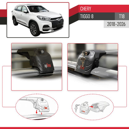 Compatibile con Chery Tiggo 8 2018-2024 ACE-2 Barre Tetto Portapacchi Auto Barre Portatutto Grigo Alluminio 2 Barre