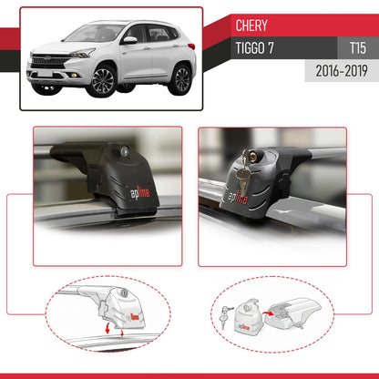 Compatibile con Chery Tiggo 7 (T15) 2016-2019 ACE-2 Barre Tetto Portapacchi Auto Barre Portatutto Grigo Alluminio 2 Barre