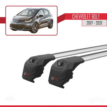 Kompatibel mit Chevrolet Bolt 2017-2021 ACE-2 Dachgepäckträger, Reling, Gepäckträger, graues Aluminium, 2 Stangen