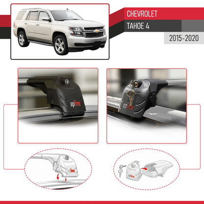 Compatibile con Chevrolet Tahoe 4 2015-2020 ACE-2 Barre Tetto Portapacchi Auto Barre Portatutto Grigo Alluminio 2 Barre