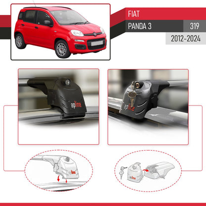 Compatibile con Fiat Panda 3 (319) 2012-2024 ACE-2 Barre Tetto Portapacchi Auto Barre Portatutto Grigo Alluminio 2 Barre