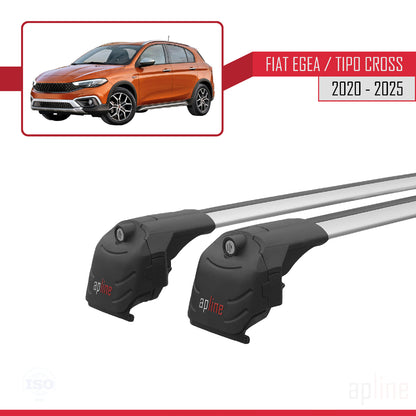 Kompatibel mit Fiat Egea Cross 2020-2025 ACE-2 Dachgepäckträger, Reling, Gepäckträger, graues Aluminium, 2 Stangen