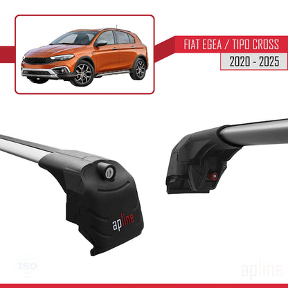 Kompatibel mit Fiat Egea Cross 2020-2025 ACE-2 Dachgepäckträger, Reling, Gepäckträger, graues Aluminium, 2 Stangen