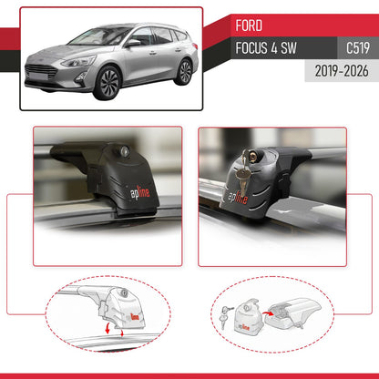 Compatibile con Ford Focus 4 (C519) SW 2019-2025 ACE-2 Barre Tetto Portapacchi Auto Barre Portatutto Grigo Alluminio 2 Barre