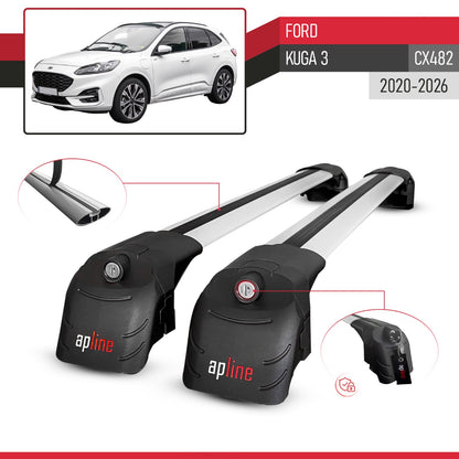 Compatibile con Ford Kuga 3 (CX482) 2020-2025 ACE-2 Barre Tetto Portapacchi Auto Barre Portatutto Grigo Alluminio 2 Barre