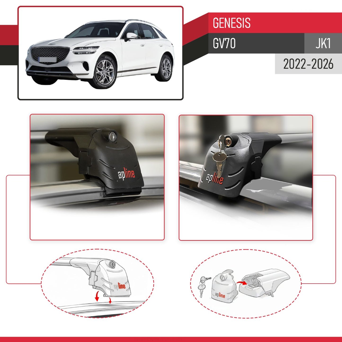 Compatibile con Genesis GV70 (JK1) 2022-2025 ACE-2 Barre Tetto Portapacchi Auto Barre Portatutto Grigo Alluminio 2 Barre