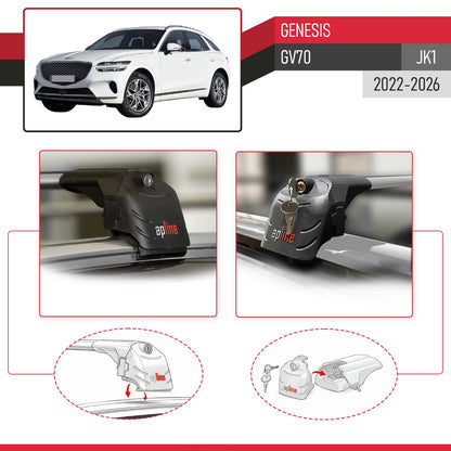 Compatibile con Genesis GV70 (JK1) 2022-2025 ACE-2 Barre Tetto Portapacchi Auto Barre Portatutto Grigo Alluminio 2 Barre