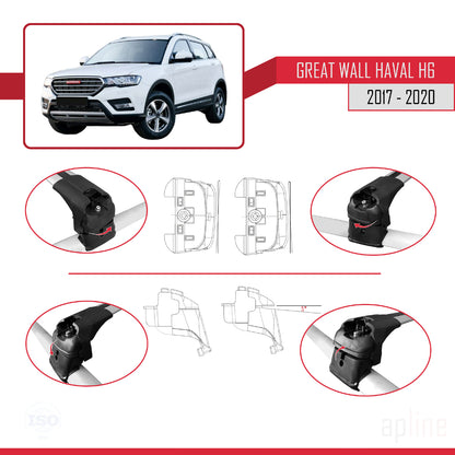 Compatibile con Great Wall Haval H6 Pre-Facelift 2017-2020 ACE-2 Barre portatutto per auto Portapacchi in alluminio grigio 2 barre