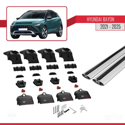 Compatibile con Hyundai Bayon (BC3) 2021-2025 ACE-2 Barre portatutto per auto Portapacchi in alluminio grigio 2 barre