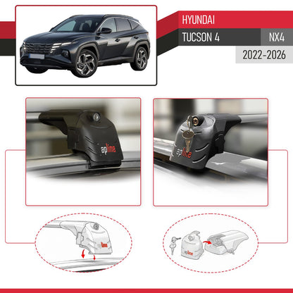 Compatibile con Hyundai Tucson 4 (NX4) 2022-2025 ACE-2 Barre Tetto Portapacchi Auto Barre Portatutto Grigo Alluminio 2 Barre
