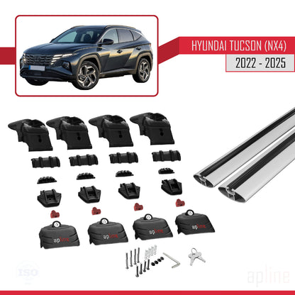 Compatibile con Hyundai Tucson 4 (NX4) 2022-2025 ACE-2 Barre portatutto per auto Portapacchi Alluminio grigio 2 barre