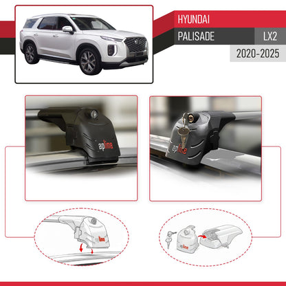 Compatibile con Hyundai Palisade (LX2) 2020-2025 ACE-2 Barre Tetto Portapacchi Auto Barre Portatutto Grigo Alluminio 2 Barre