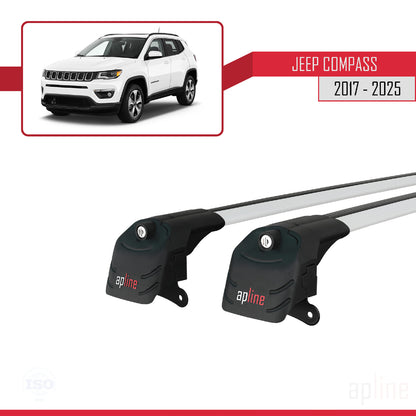 Compatible avec Jeep Compass 2017-2025 ACE-2 Barres de Toit Railing Porte-Bagages de Voiture Gris Aluminium 2 Barres
