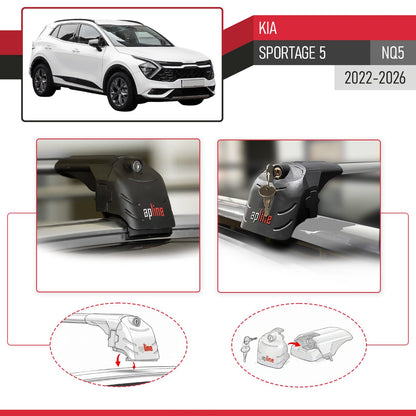 Compatibile con Kia Sportage 5 (NQ5) 2022-2025 Non-Sunroof ACE-2 Barre Tetto Portapacchi Auto Barre Portatutto Grigo Alluminio 2 Barre