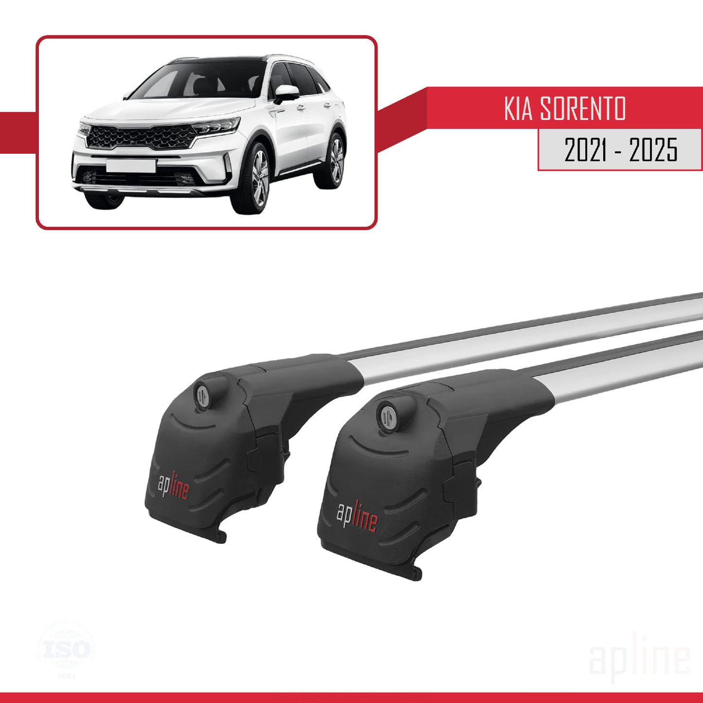 Compatible avec Kia Sorento 4 (MQ4) 2021-2025 ACE-2 Barres de Toit Railing Porte-Bagages de Voiture Gris Aluminium 2 Barres