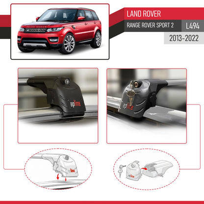 Compatible with Land Rover Range Rover Sport 2 (L494) 2014-2022 ACE-2 Car Roof Rack Cross Bar Grey Aluminium 2 Bars