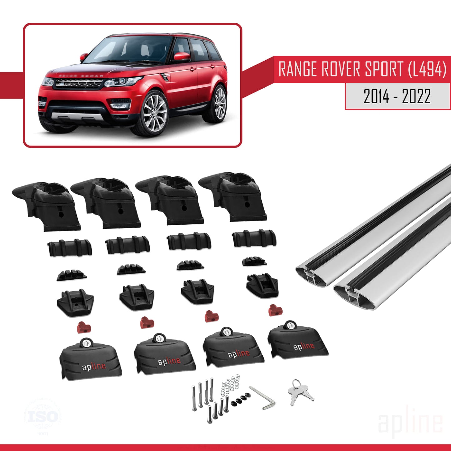Compatible avec Land Rover Range Rover Sport 2 (L494) 2014-2022 ACE-2 Barres de Toit Railing Porte-Bagages de Voiture Gris Aluminium 2 Barres