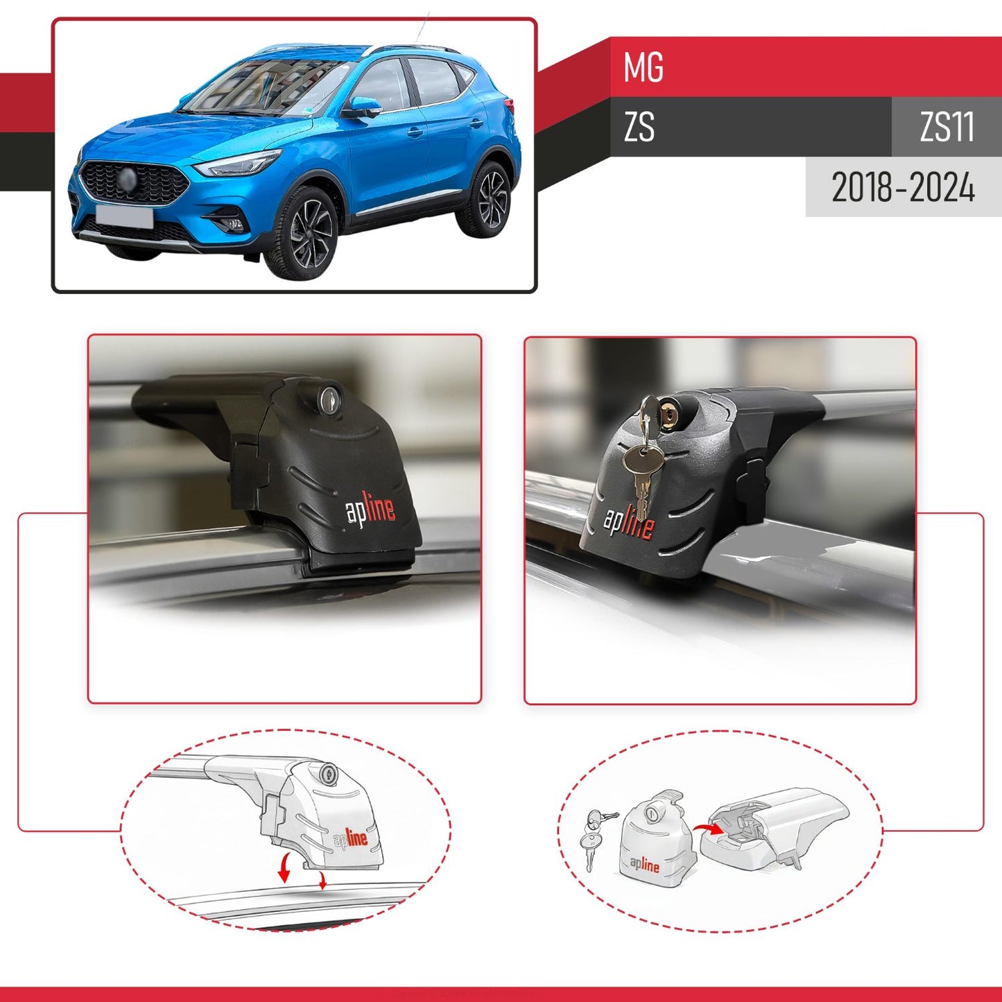Compatibile con MG ZS 2018-2024 ACE-2 Barre Tetto Portapacchi Auto Barre Portatutto Grigo Alluminio 2 Barre