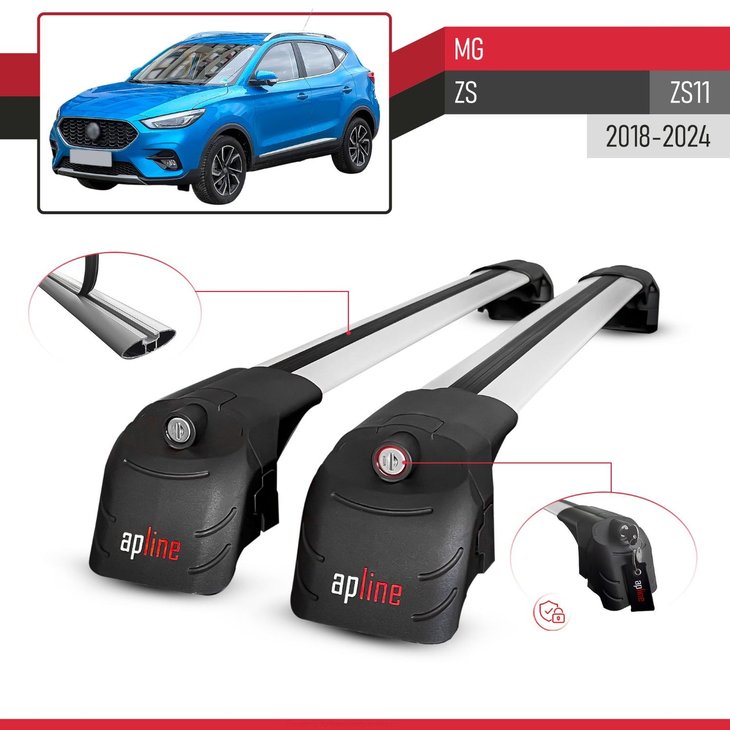 Compatibile con MG ZS 2018-2024 ACE-2 Barre Tetto Portapacchi Auto Barre Portatutto Grigo Alluminio 2 Barre