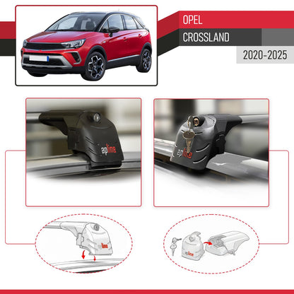 Compatibile con Opel Crossland 2020-2024 ACE-2 Barre Tetto Portapacchi Auto Barre Portatutto Grigo Alluminio 2 Barre