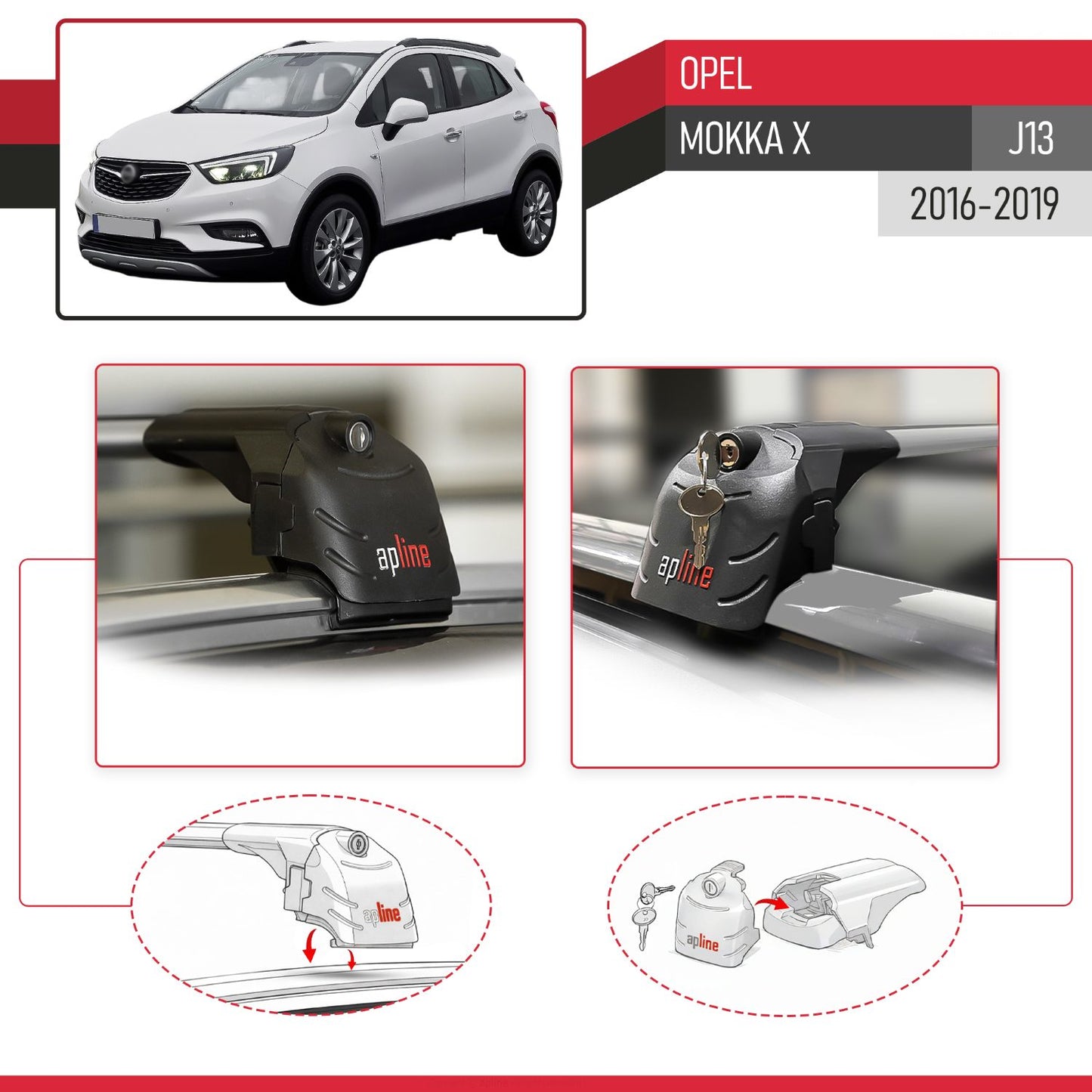 Compatibile con Opel Mokka X (J13) 2016-2019 ACE-2 Barre Tetto Portapacchi Auto Barre Portatutto Grigo Alluminio 2 Barre
