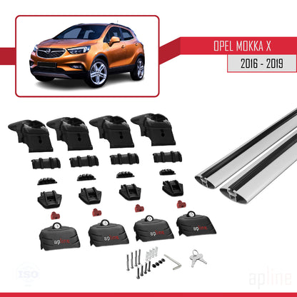 Compatible avec Opel Mokka X (J13) 2016-2019 ACE-2 Barres de Toit Railing Porte-Bagages de Voiture Gris Aluminium 2 Barres