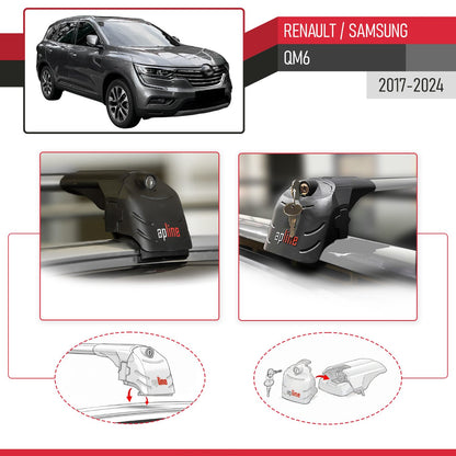 Compatibile con Renault Samsung QM6 2017-2024 ACE-2 Barre Tetto Portapacchi Auto Barre Portatutto Grigo Alluminio 2 Barre