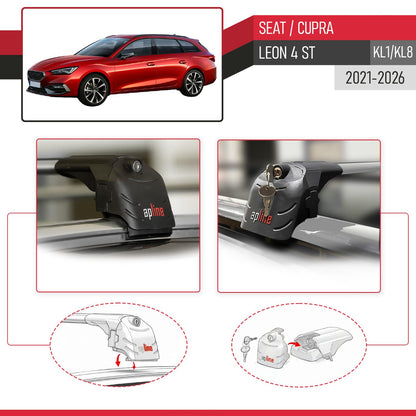Compatibile con Seat/Cupra Leon 4 ST 2021-2025 ACE-2 Barre Tetto Portapacchi Auto Barre Portatutto Grigo Alluminio 2 Barre