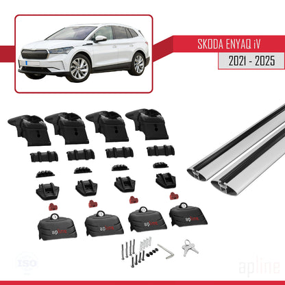 Compatible avec Skoda Enyaq 2021-2025 ACE-2 Barres de Toit Railing Porte-Bagages de Voiture Gris Aluminium 2 Barres