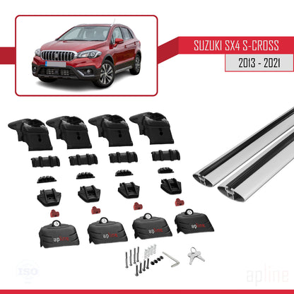 Compatible avec Suzuki SX4 S-Cross 3 (JYB) 2013-2021 ACE-2 Barres de Toit Railing Porte-Bagages de Voiture Gris Aluminium 2 Barres